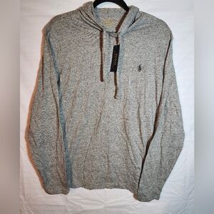 Polo Ralph Lauren Mens Med. Hoodie Lightweight Long Sleeve Gray Pony Logo NWT